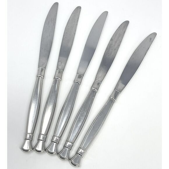 Oneida ACT II 2 Satin Cube Stainless Flatware 9.25" Dinner KNIVES Set Of 5 - Picture 1 of 8